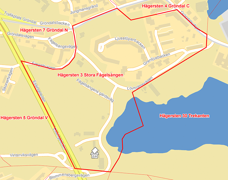 Karta över Hägersten 3 Stora Fågelsången