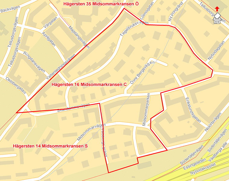 Karta över Hägersten 16 Midsommarkransen C
