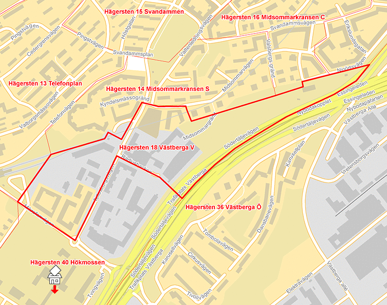 Karta över Hägersten 18 Västberga V