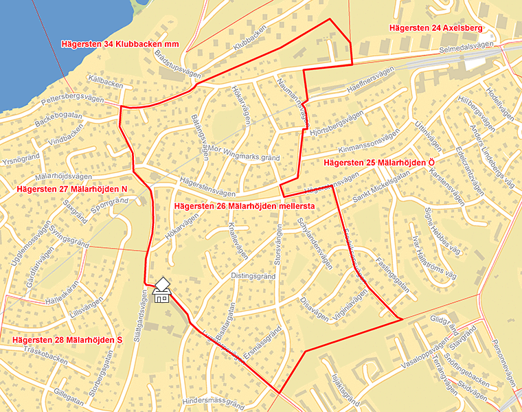 Karta över Hägersten 26 Mälarhöjden mellersta