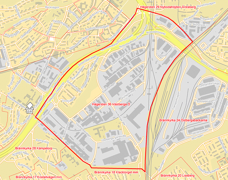 Karta över Hägersten 36 Västberga Ö