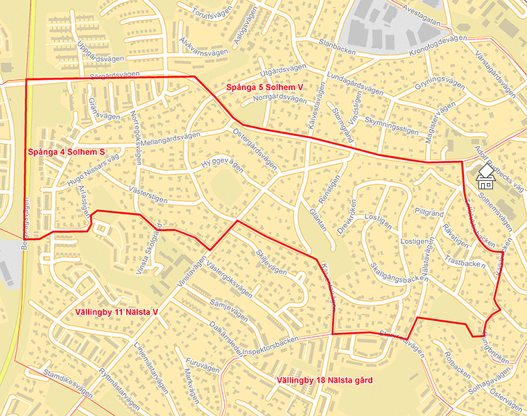 Karta över Spånga 4 Solhem S
