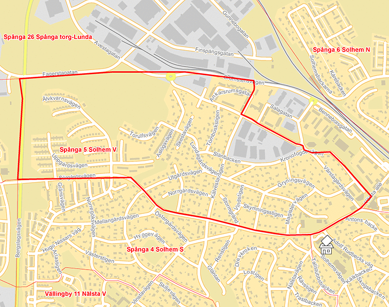 Karta över Spånga 5 Solhem V