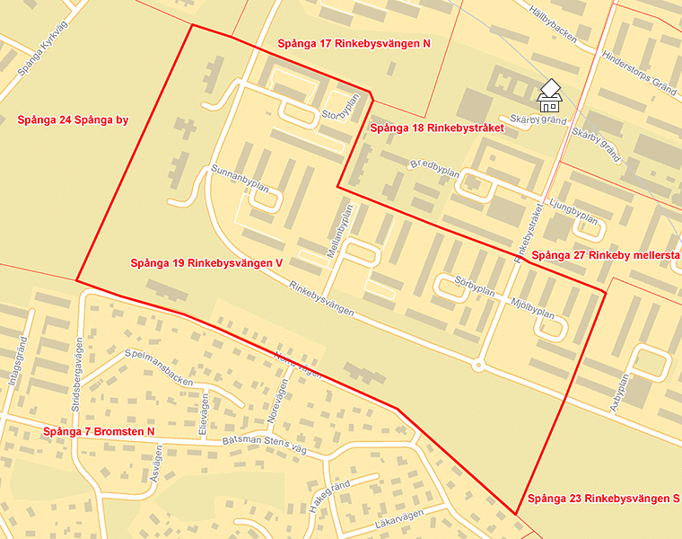 Karta över Spånga 19 Rinkebysvängen V