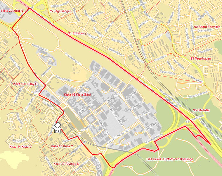 Karta över Kista 16 Kista Gård