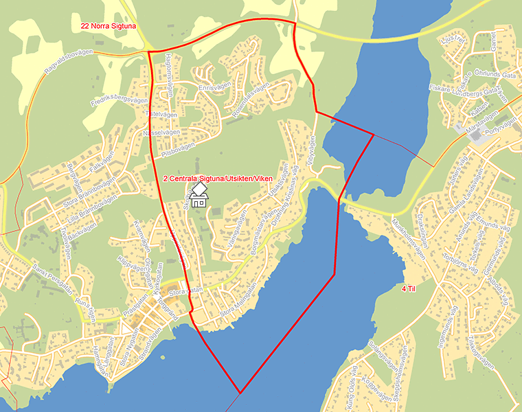 Karta över 2 Centrala Sigtuna/Utsikten/Viken