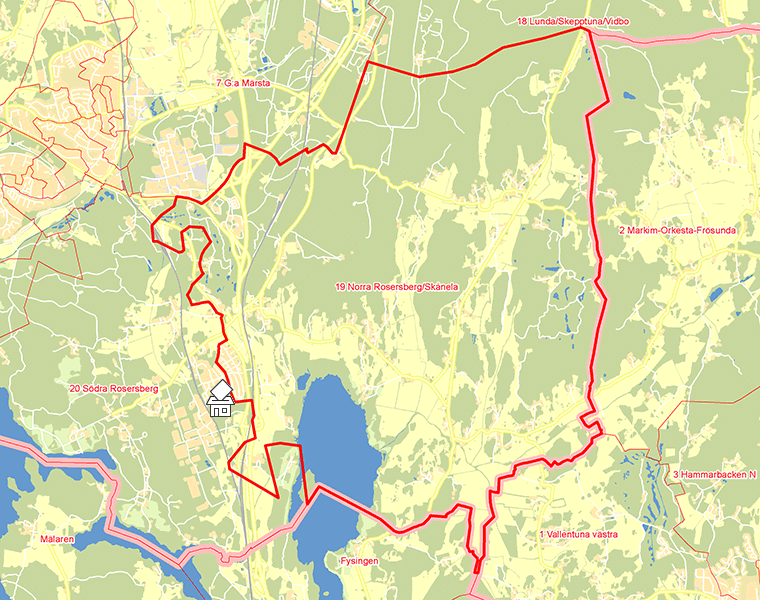 Karta över 19 Norra Rosersberg/Skånela