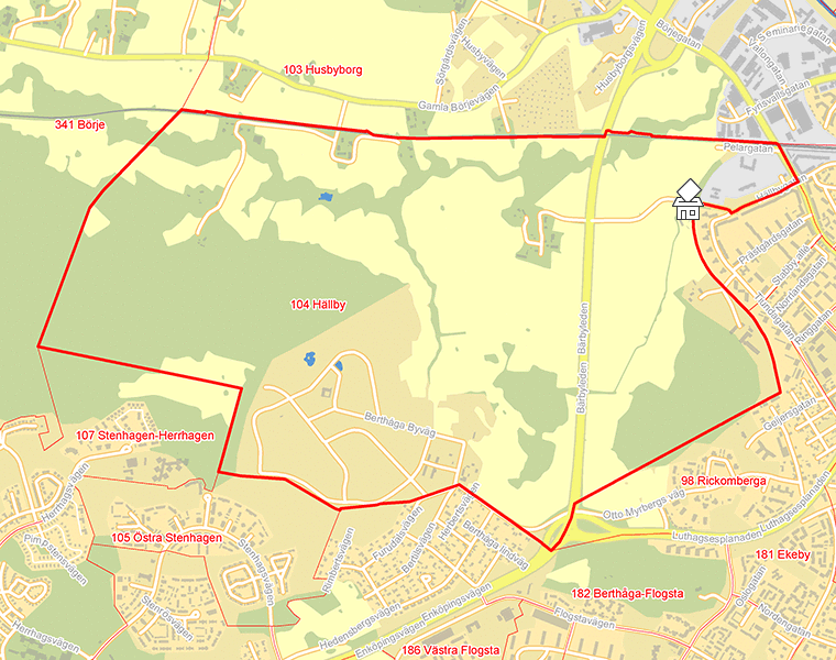 Karta över 104 Hällby