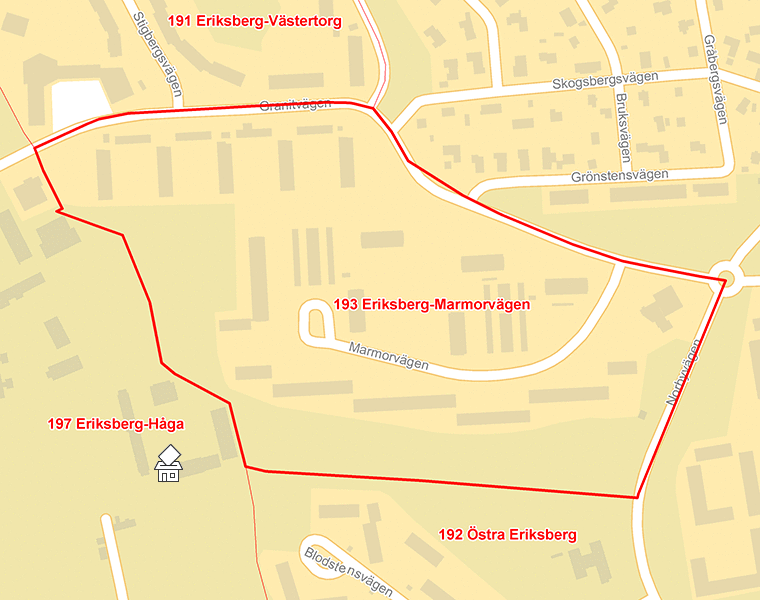 Karta över 193 Eriksberg-Marmorvägen