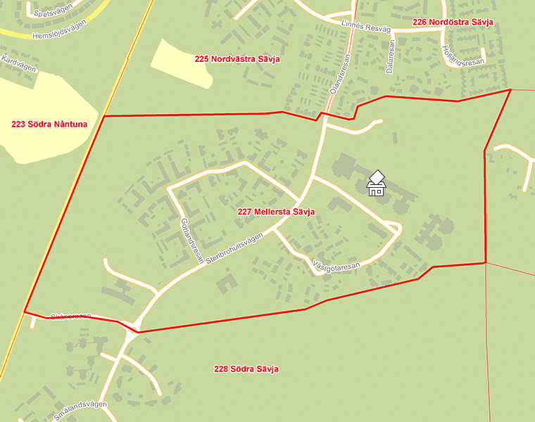 Karta över 227 Mellersta Sävja