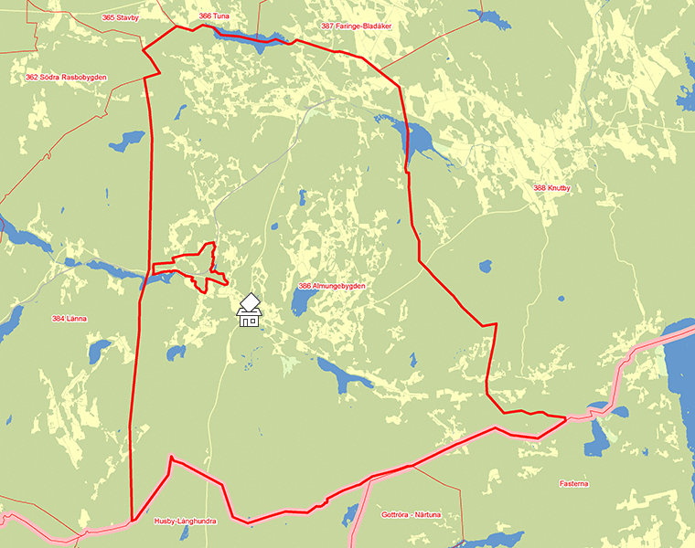 Karta över 386 Almungebygden