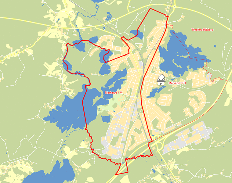 Karta över Markaryd 1 V