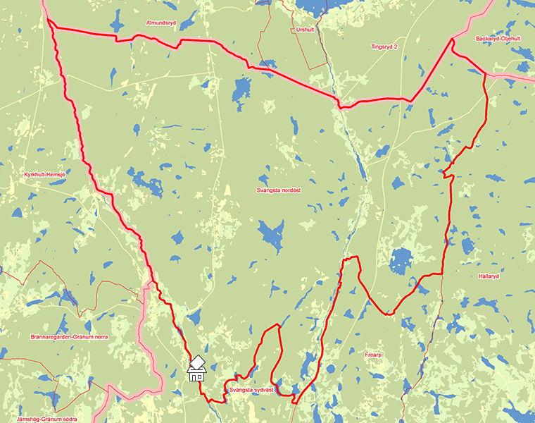 Karta över Svängsta nordöst
