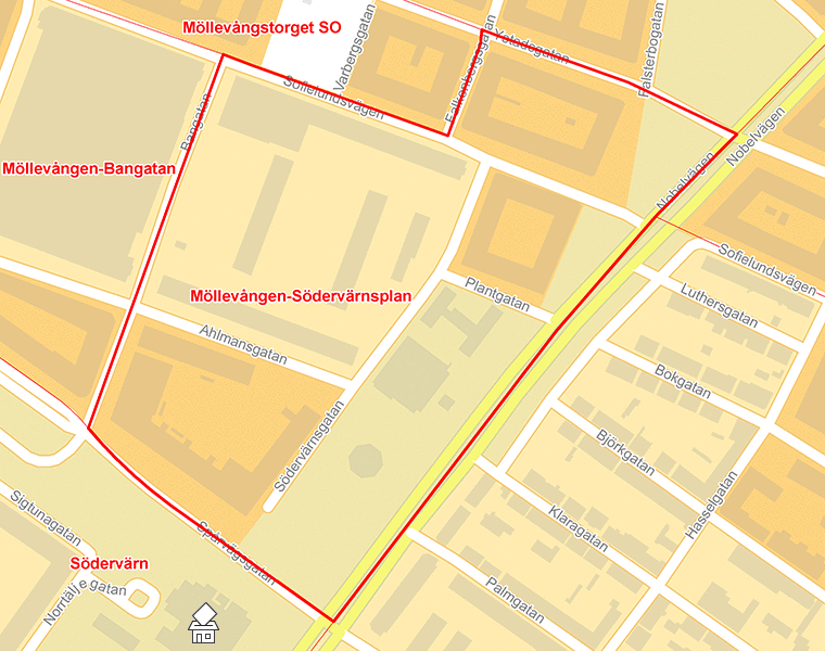 Karta över Möllevången-Södervärnsplan