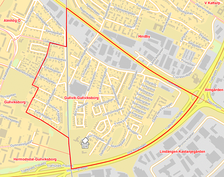 Karta över Gullvik-Gullviksborg