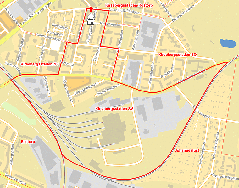 Karta över Kirsebergsstaden SV