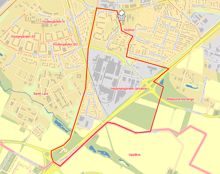 Karta över Hospitalsgården-Järnåkra
