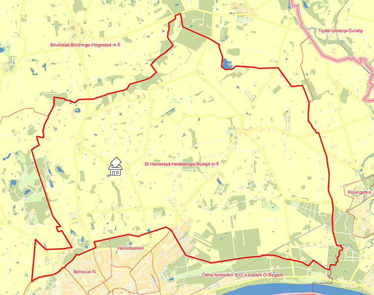 Karta över St Herrestad-Hedeskoga-Bussjö m fl