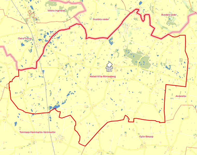 Karta över Alstad-Villie-Minnesberg