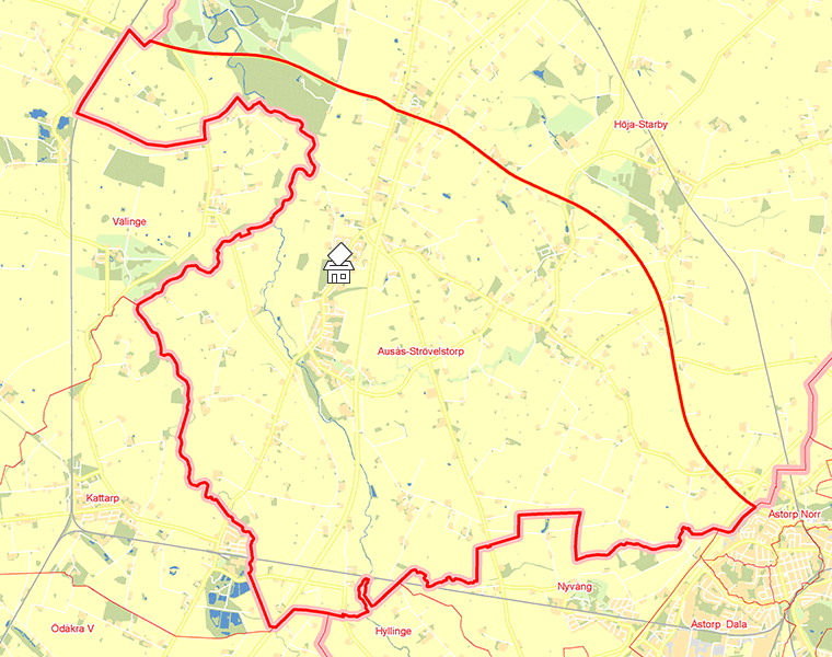 Karta över Ausås-Strövelstorp