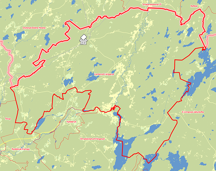 Karta över Landeryd-Långaryd
