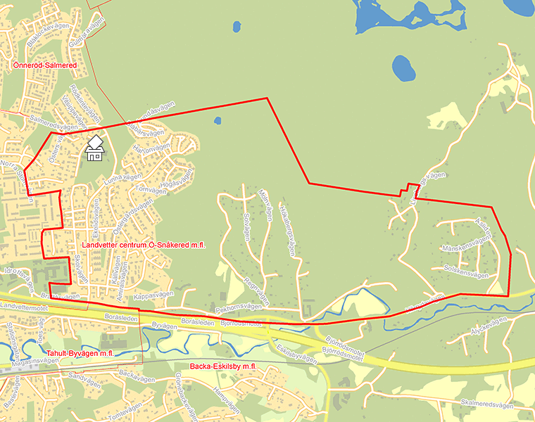 Karta över Landvetter centrum Ö-Snåkered m.fl.