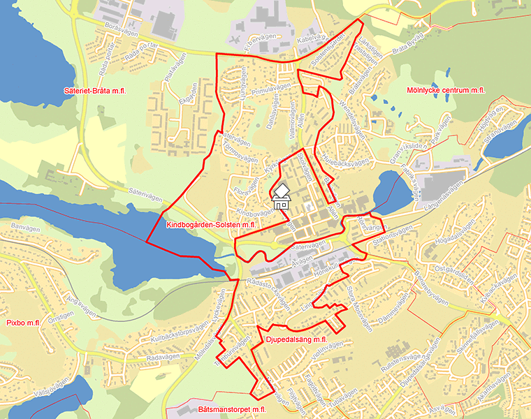 Karta över Kindbogården-Solsten m.fl.