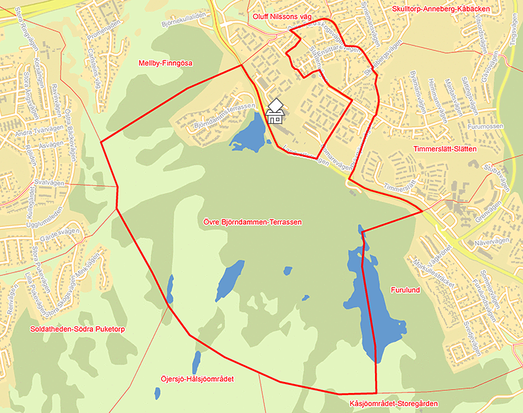 Karta över Övre Björndammen-Terrassen