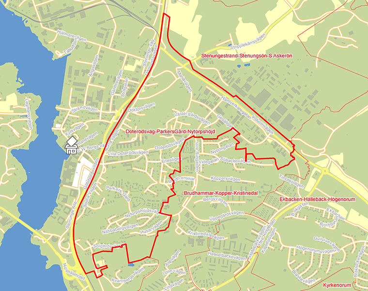 Karta över Doterödsväg-ParkersGård-Nytorpshöjd