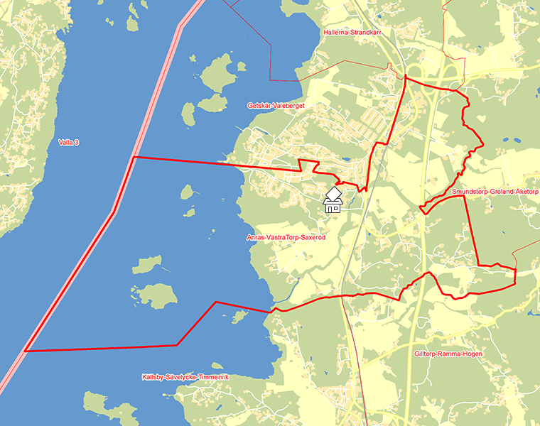 Karta över Anrås-VästraTorp-Saxeröd