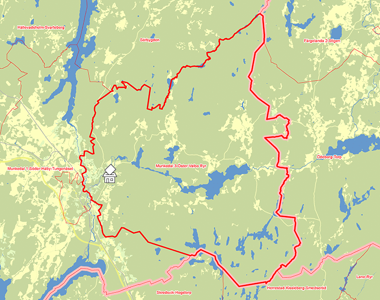 Karta över Munkedal 3-Öster-Valbo Ryr