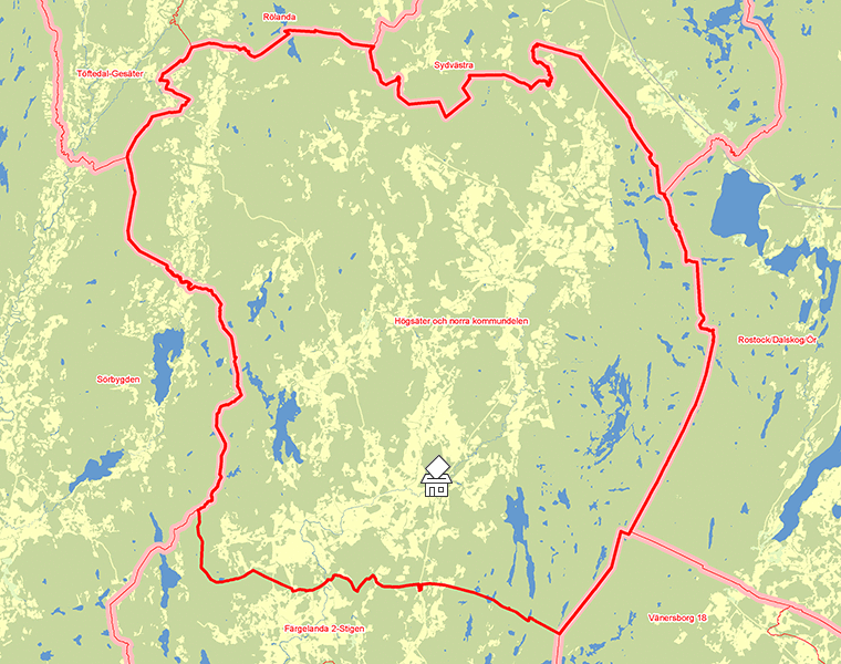 Karta över Högsäter och norra kommundelen