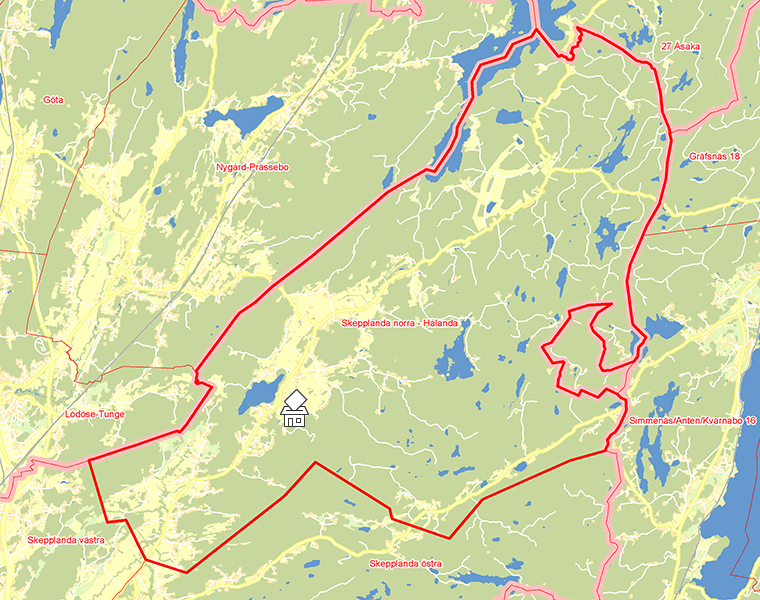 Karta över Skepplanda norra - Hålanda
