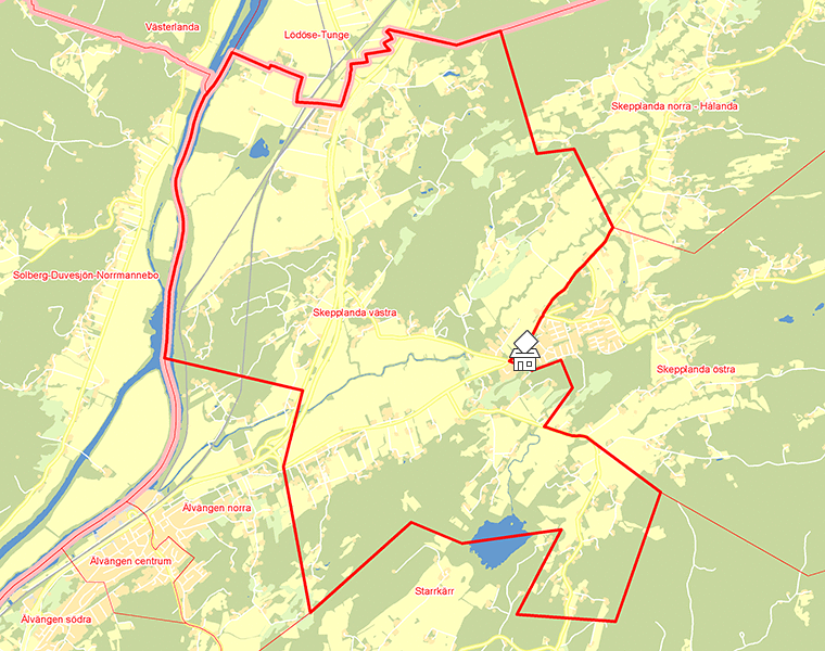 Karta över Skepplanda västra