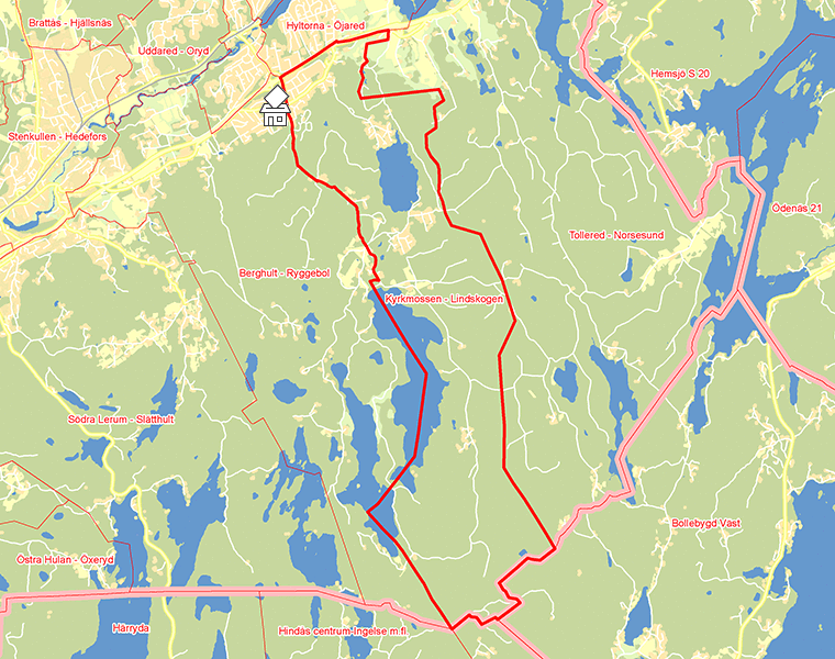 Karta över Kyrkmossen - Lindskogen