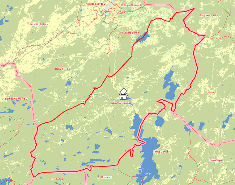 Karta över Nårunga-Ornunga