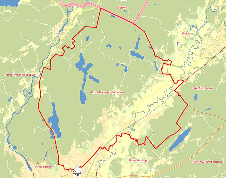 Karta över Kinna-Marieberg-Kinnahult