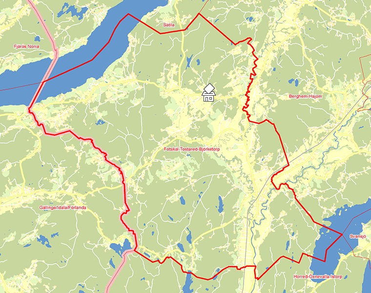 Karta över Fotskäl-Tostared-Björketorp