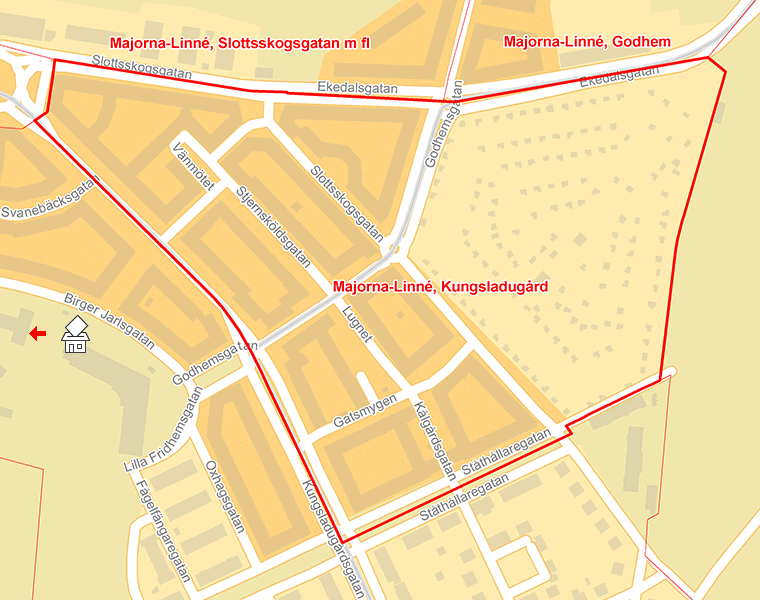 Karta över Majorna-Linné, Kungsladugård