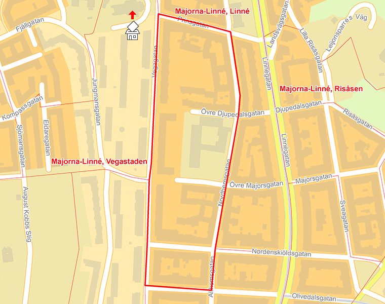 Karta över Majorna-Linné, Olivedal