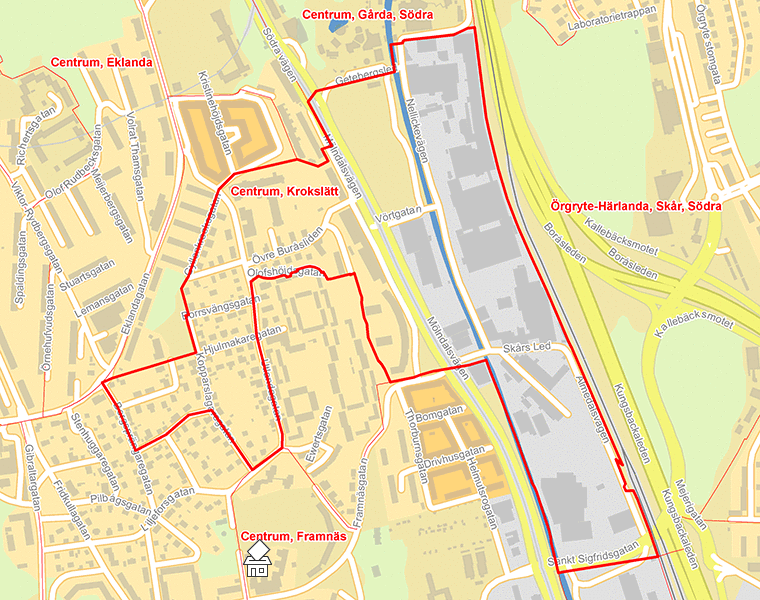 Karta över Centrum, Krokslätt