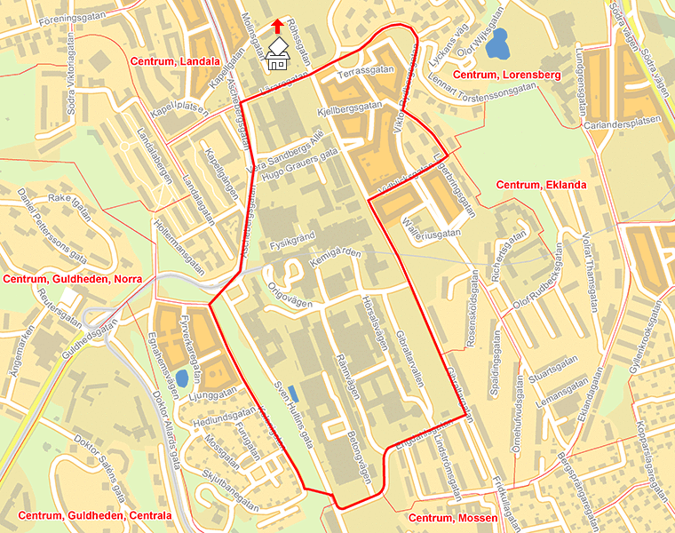 Karta över Centrum, Johanneberg, Nedre