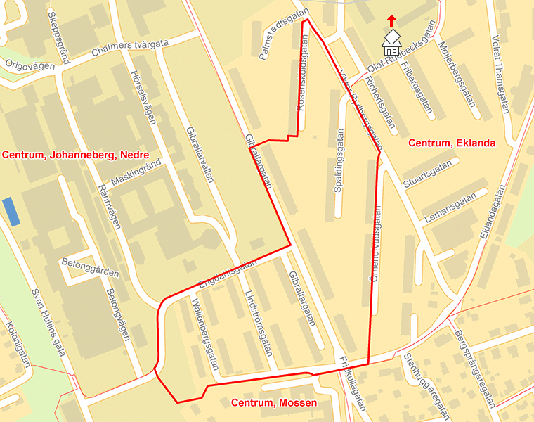 Karta över Centrum, Johanneberg, Södra