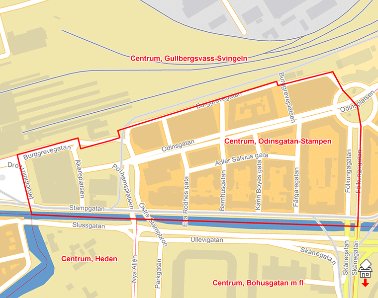 Karta över Centrum, Odinsgatan-Stampen