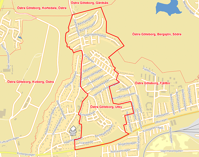 Karta över Östra Göteborg, Utby