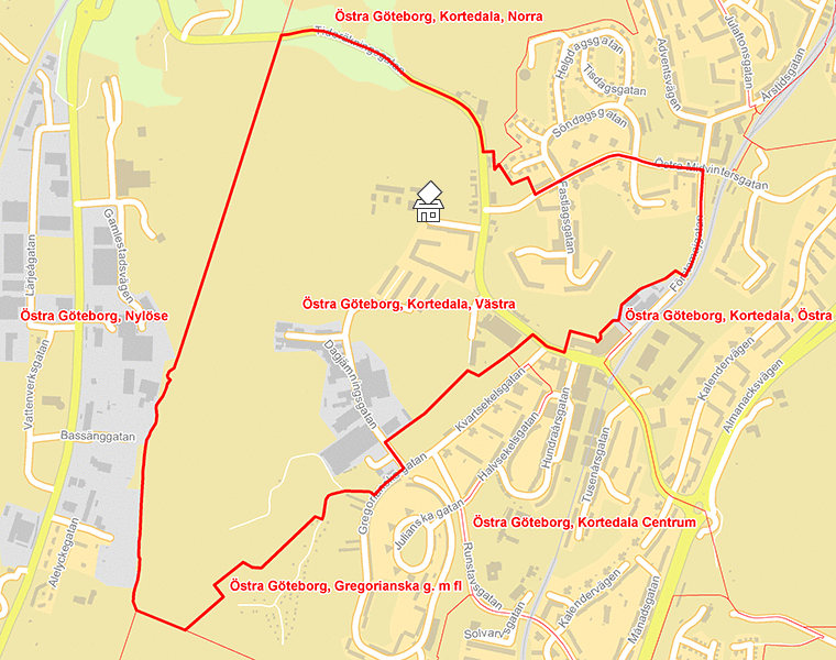 Karta över Östra Göteborg, Kortedala, Västra