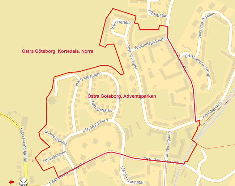 Karta över Östra Göteborg, Adventsparken