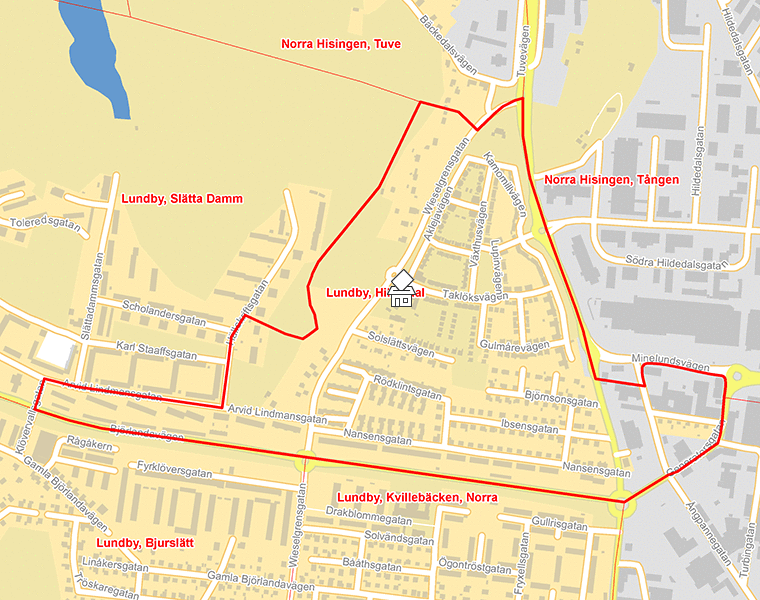 Karta över Lundby, Hilldedal
