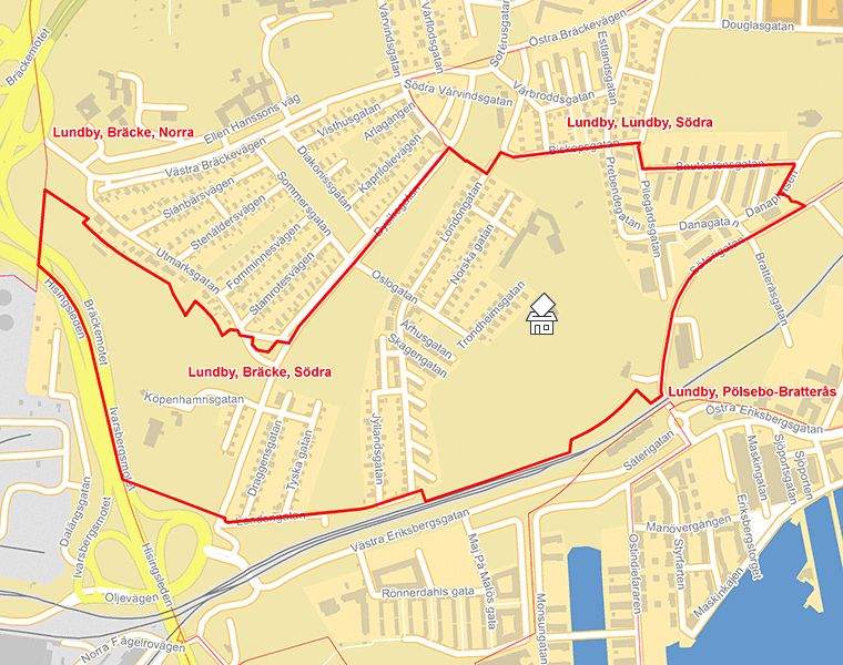 Karta över Lundby, Bräcke, Södra