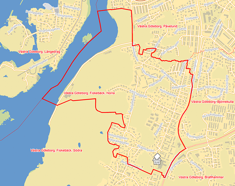 Karta över Västra Göteborg, Fiskebäck, Norra